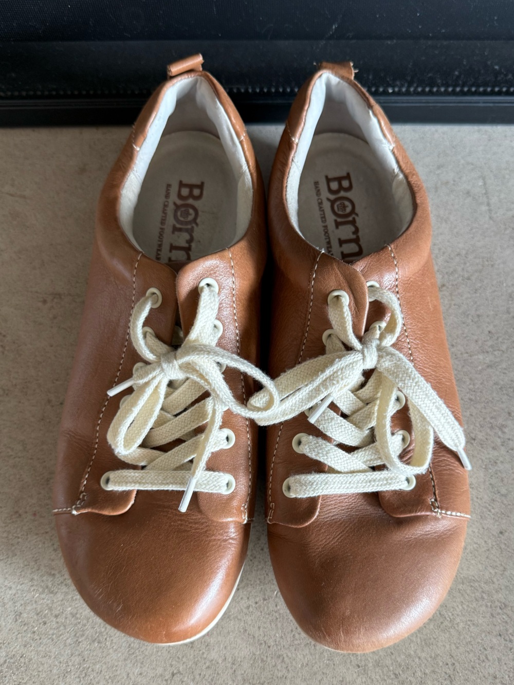 Born Leather Low-Top Sneakers in Tan with Cream Laces